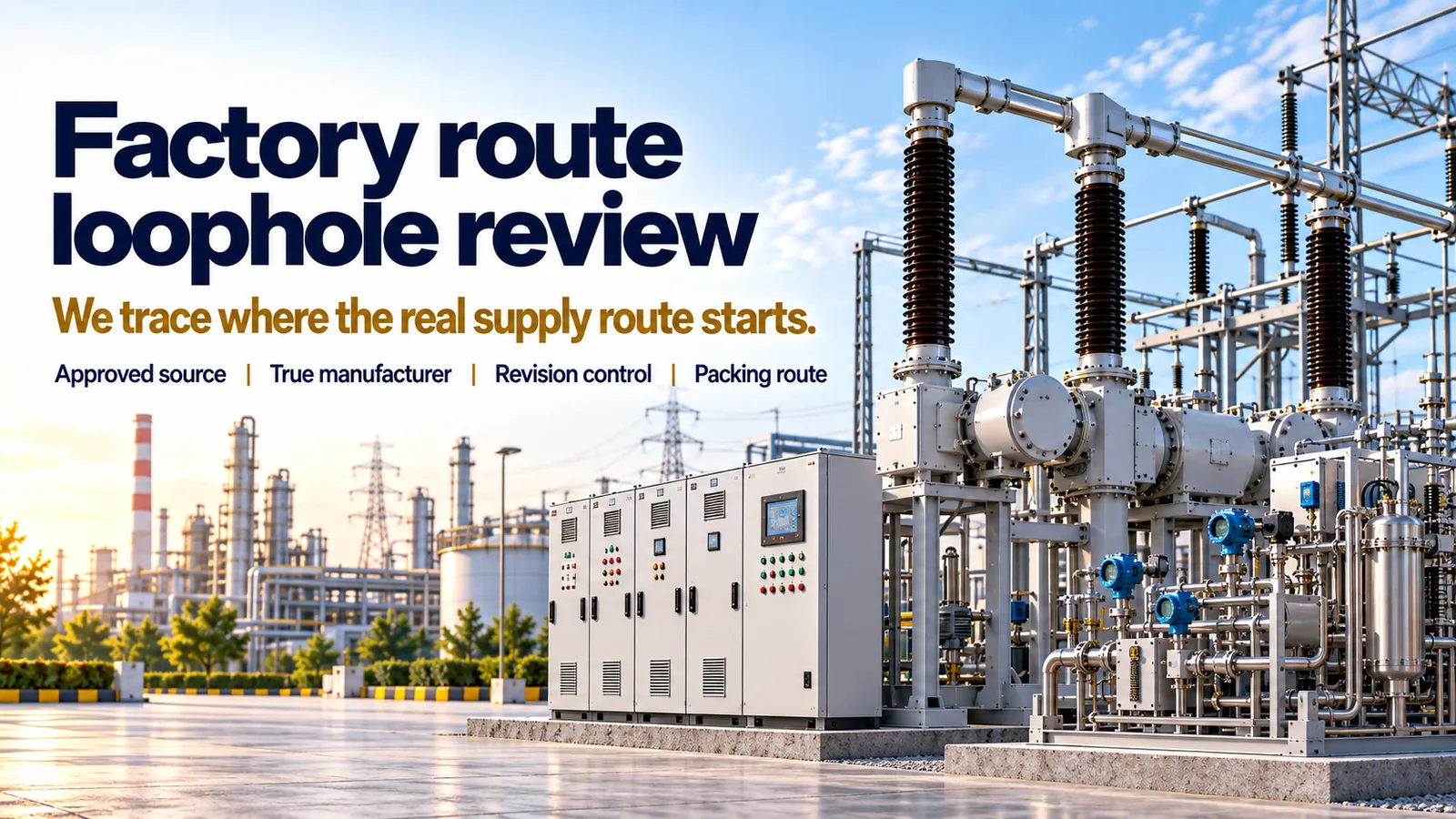 Factory route loophole review for critical electrical and industrial equipment.